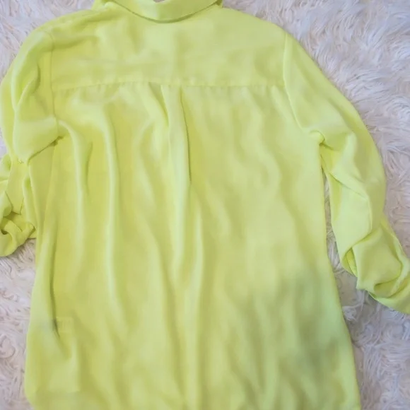🔴🔴🔴SOLD🔴🔴🔴Express Women's Portofino Collared date night Shirt top Size S neon - Picture 7 of 7